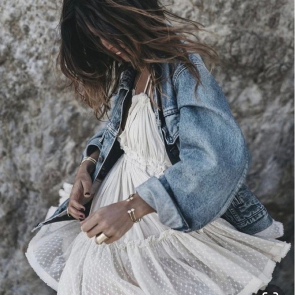 NEW Strappy Plunge Halter Dot Ruffle Mini Dress Off White Cream Ivory - Picture 2 of 13